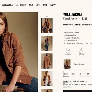 Sezane Camel Suede Oversized Jacket